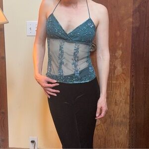 Elegant Teal Halter Top